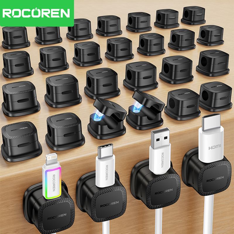 ROCOREN 30PCS Clips Magnéticos - Desk Cable Clip reseña y precio