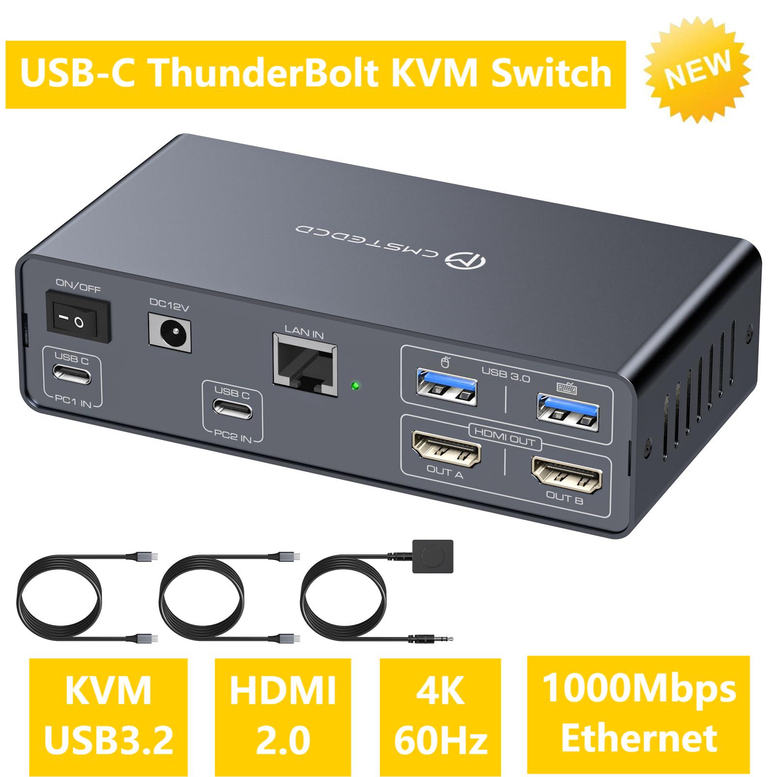 Conmutador KVM USB C, 2 monito - Usb C To Hdmi reseña y precio